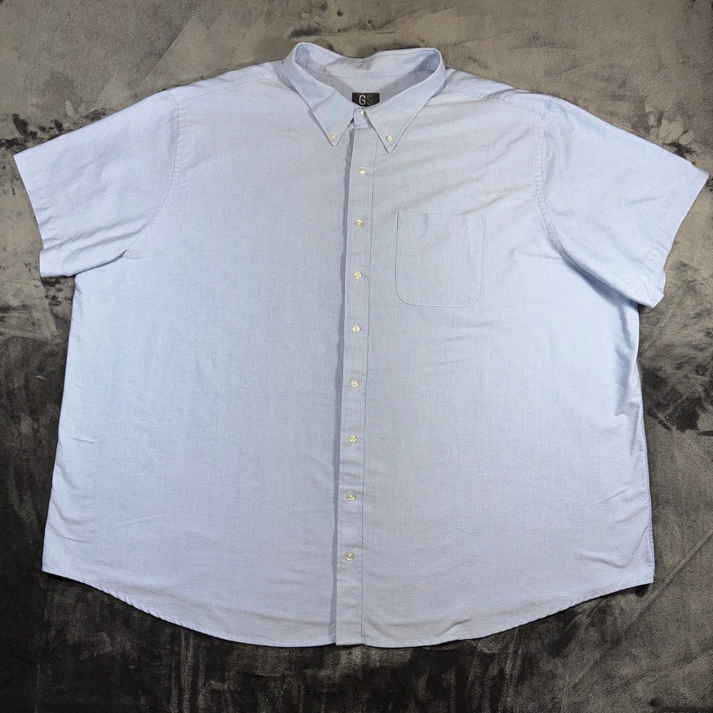 GS Mens Light Blue Short Sleeve Oxford Button Down Shirt Classic Fit 22 Big